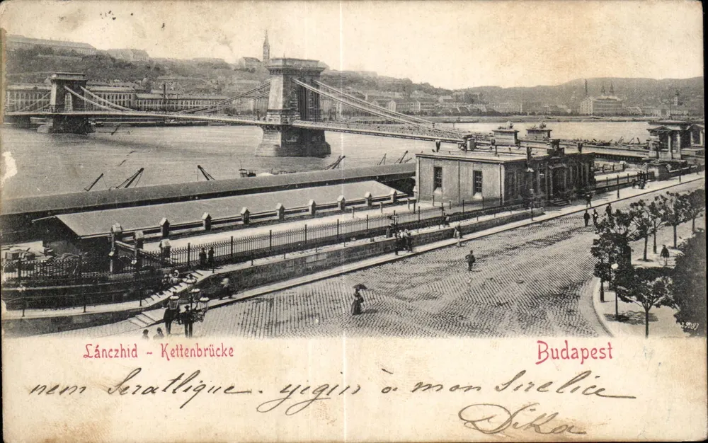 Brücke der Ketten in Budapest — Panoramablick — unbekannter Verleger, Seriennummer nicht sichtbar - Vorderseite