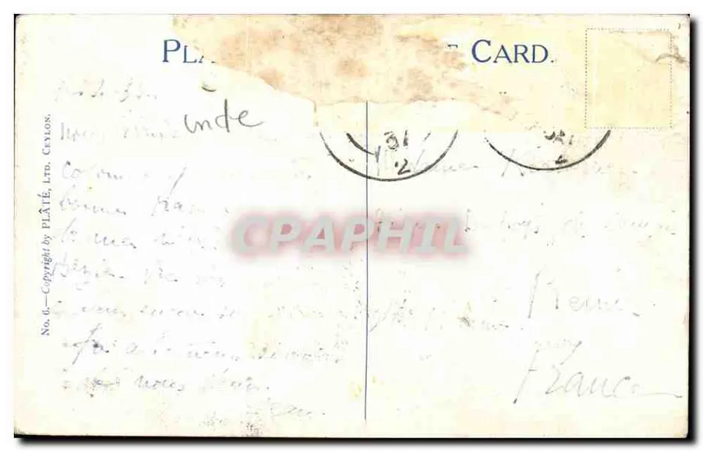 York Street, Blick zum Hafen, Colombo, Ceylon — Verlag PLÂTÉ, Ltd. n°6 - Rückseite