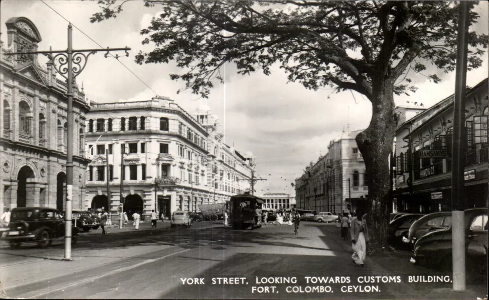 York Street, in Richtung Zollgebäude, Fort, Colombo, Ceylon — Ramsay & Co. — Verlag Plâté Ltd. n°54 - Vorderseite