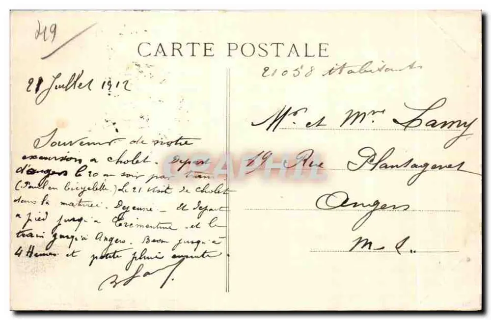 Cholet — Vista geral — J. Babin, editor - Verso
