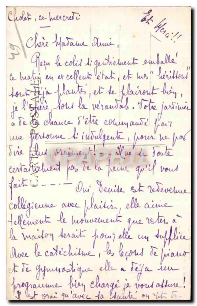 Cholet (M.-et-L.) — Entrada do Mail — Co'l. Richard - Verso