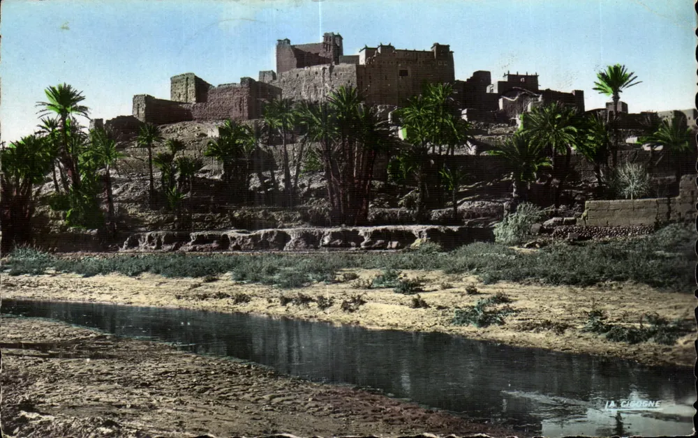 Kasbah de Tifoultout — vue du ksar sur la rivière, éditeur La Cigogne, n° 95.360.19 - Frente