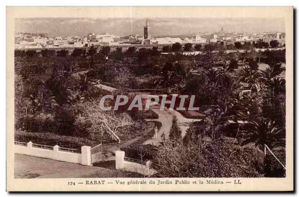 Rabat — Allgemeiner Blick auf den öffentlichen Garten und die Medina — LL, n° 174 - Vorderseite