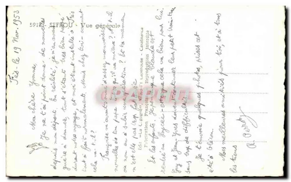 Sefrou — Vue générale — Éditeur : La Cognée, Meknès - Verso