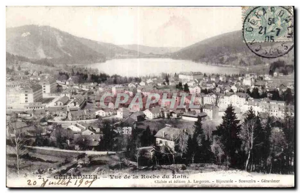 Gérardmer — Vista da Roche du Rain — Clichés e edição A. Largeron - Frente