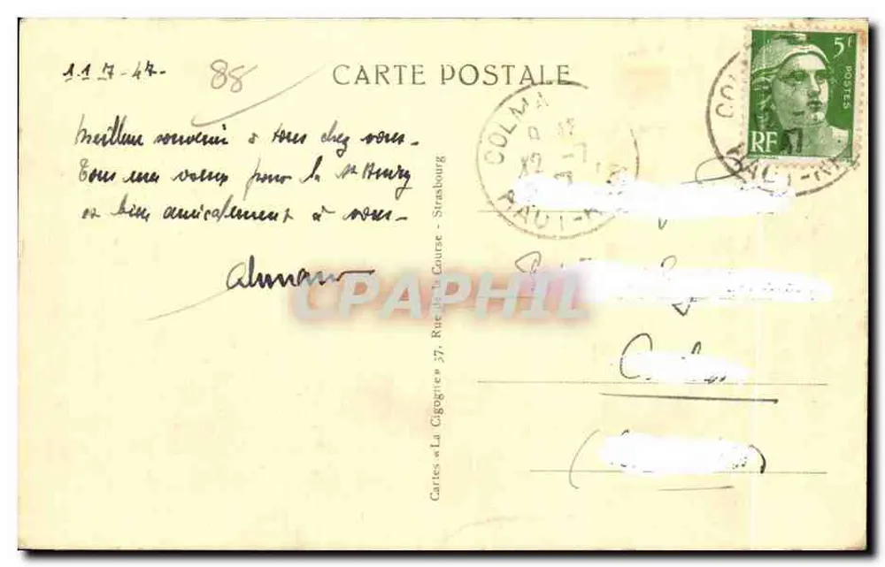Gérardmer — Vista geral com o lago — Cartes à La Cigogne - Verso