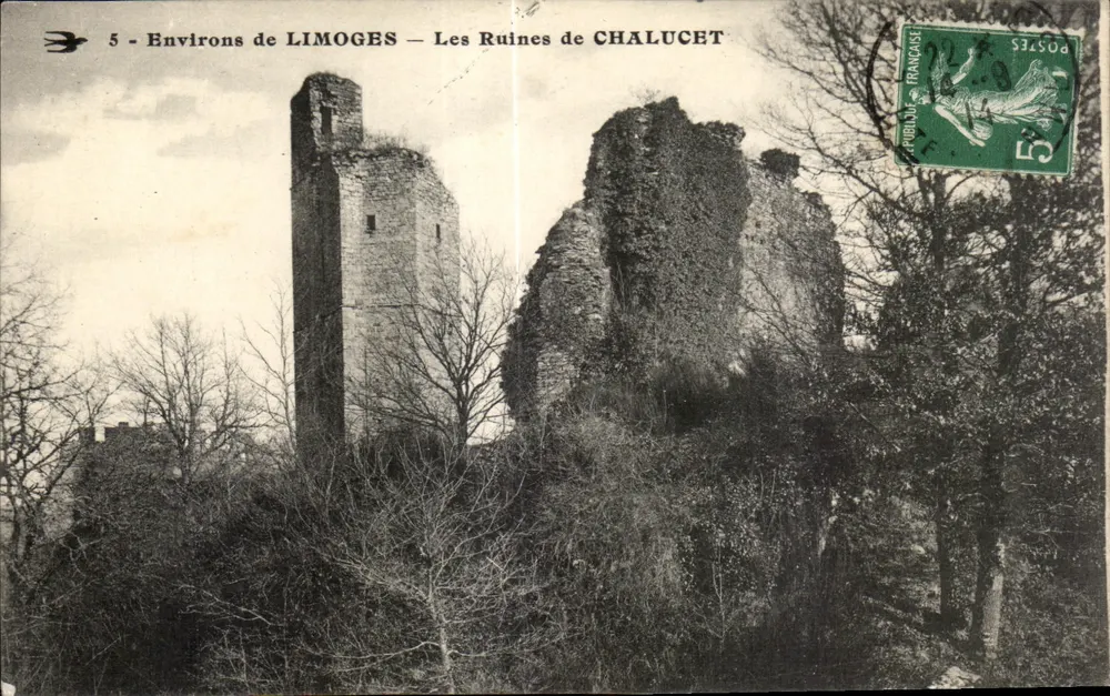 Arredores de LIMOGES — As Ruínas de CHALUCET — Editor não visível, n° de série 5 - Frente