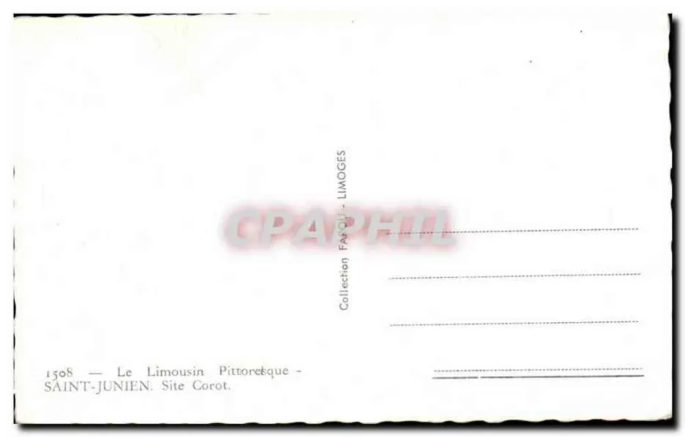 Saint-Junien — O Limousin Pitoresco — Editora: Coleção FANOU - LIMOGES - Verso