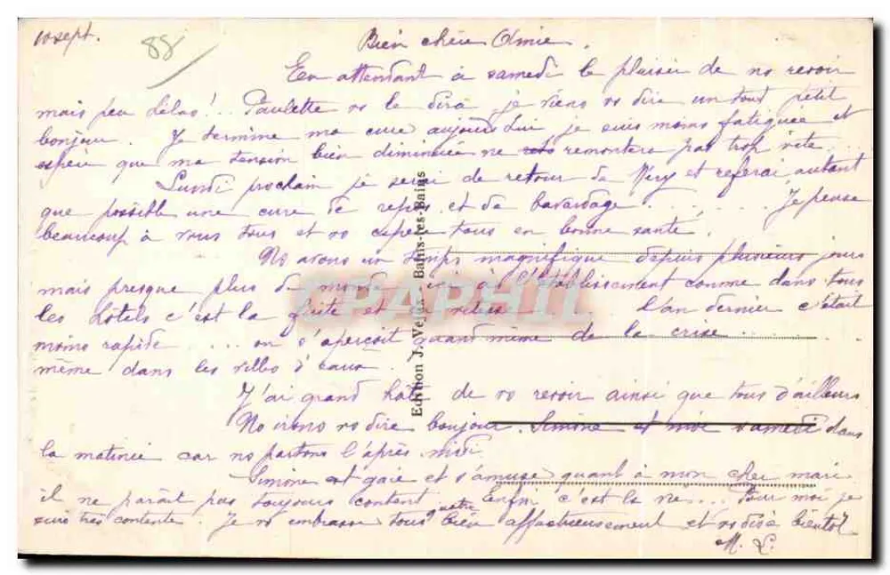 BAINS-les-BAINS — Pinienallee im Park — Verlag APAPHIL, Nr. 46 - Rückseite