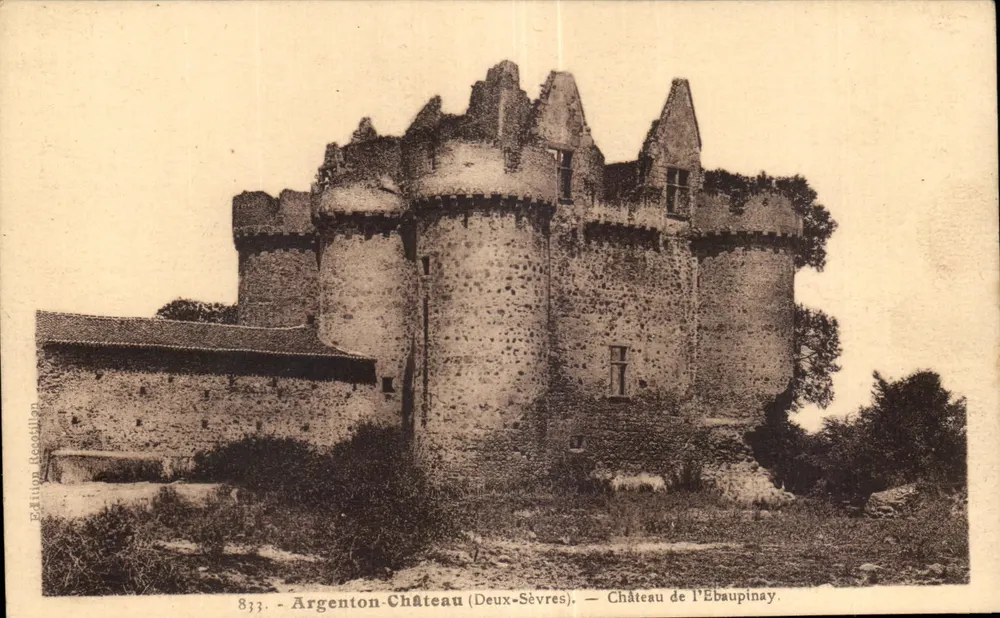 Schloss l'Ebaupinay — Argenton-Château (Deux-Sèvres) — Verlag Édilin & Cie, n° 833 - Vorderseite