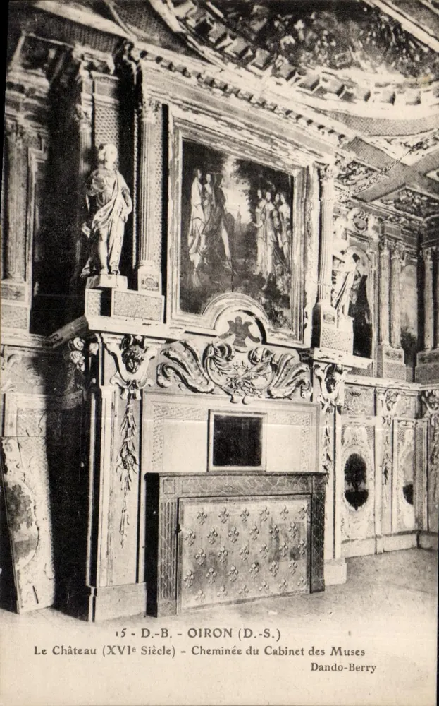 Das Schloss (16. Jahrhundert) - Kamin des Cabinets der Musen - OIRON (S.-W.) - Dando-Berry - Vorderseite