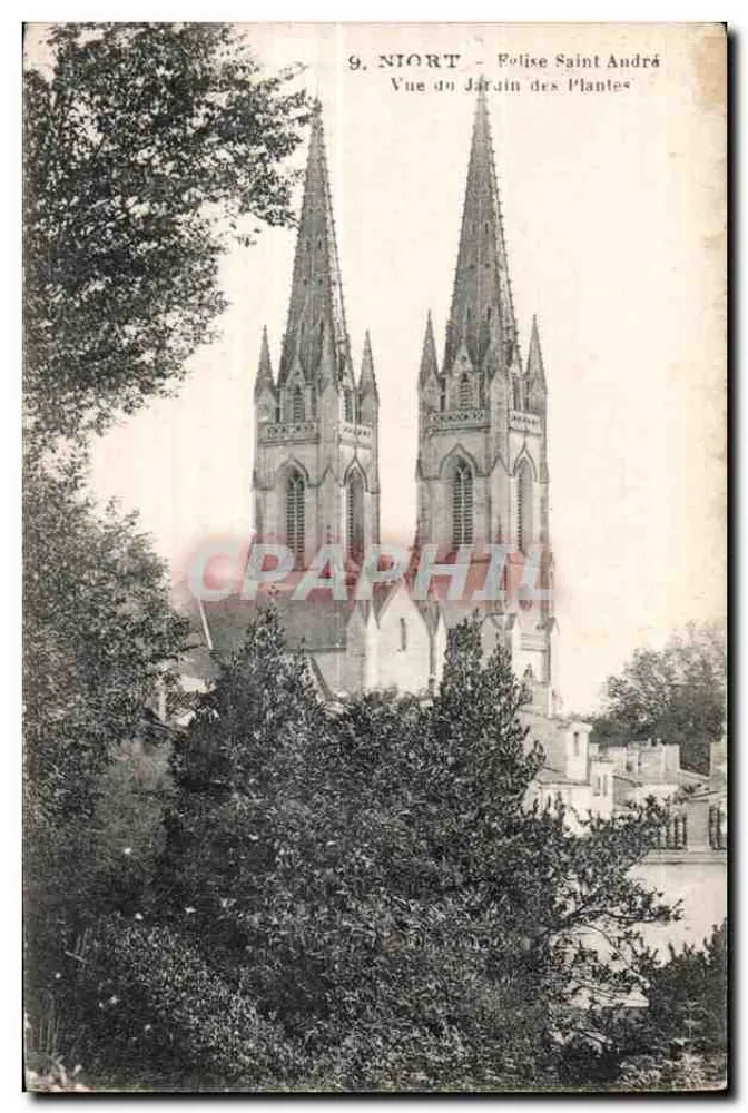 Niort - Igreja de São André - Vista do Jardim das Plantas - Frente