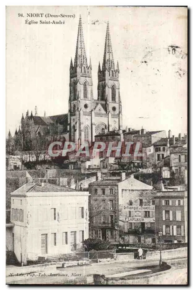 Niort (Deux-Sèvres) — Igreja de São André — N. Adix, Pap.-Tab. Jornais, Niort - Frente