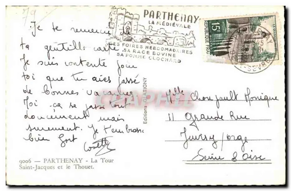 Parthenay — A Medieval — Edições Chatigny, série 8, n° 11 - Verso