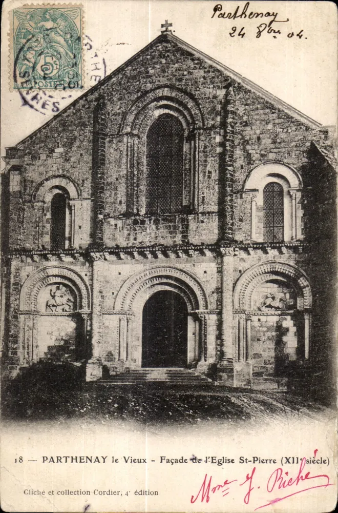 Parthenay le Vieux — Façade de l'Église Saint-Pierre (XIe siècle) — Cliché et collection Cordier, 4e édition - Vorderseite