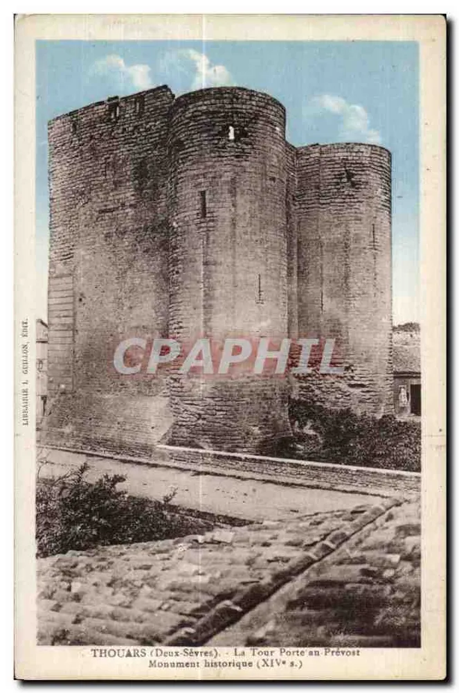 Thouars (Deux-Sèvres) — Torre Porte-an-Prévost, monumento histórico (século XIV) — Livraria L. Guillot, Sèt. - Frente