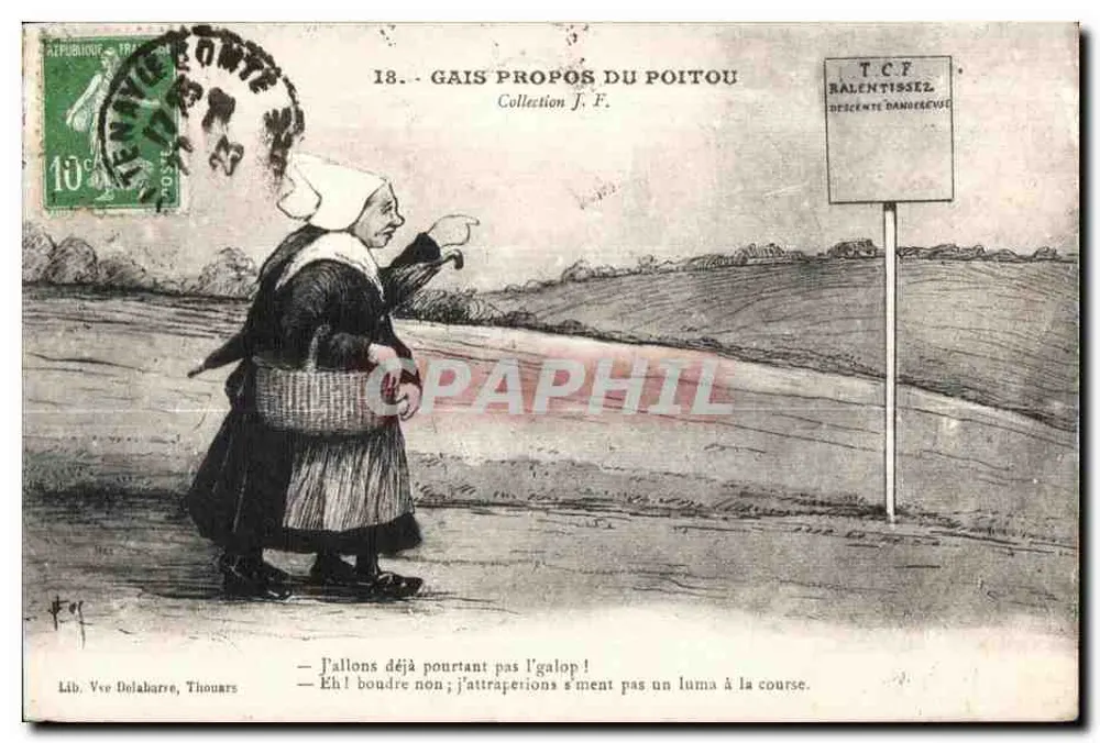 Frau im traditionellen Kleid — humoristisches Gedicht — Lib. Vve Delaharre, Thouars - Vorderseite