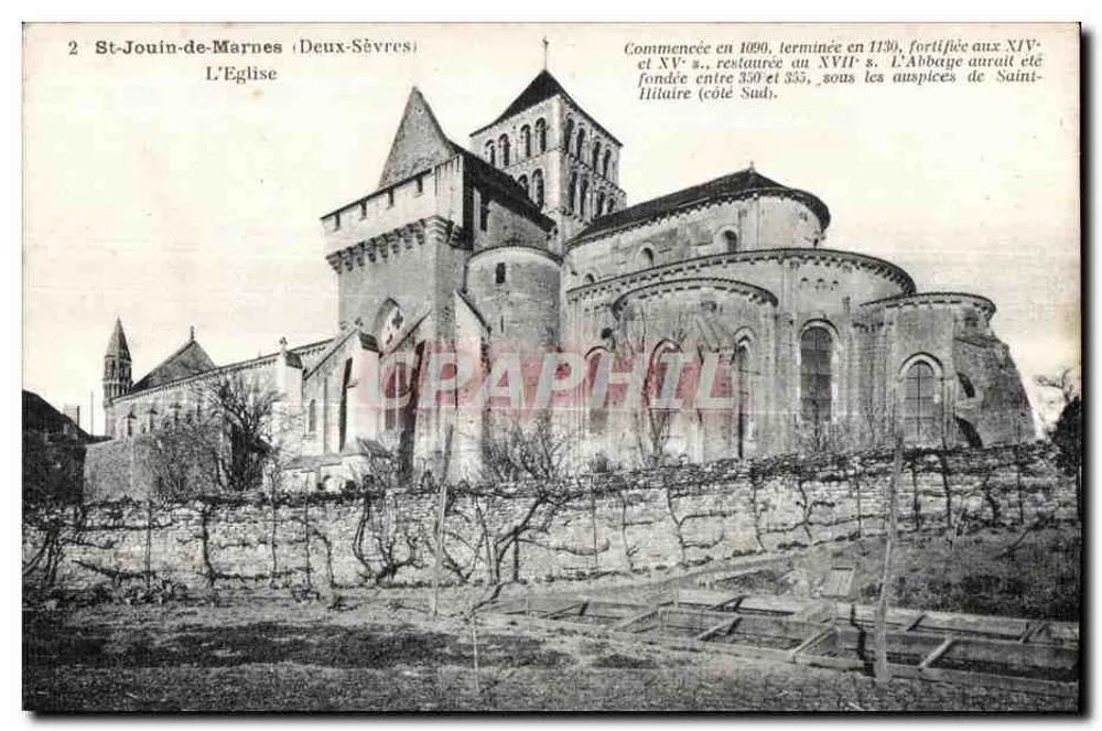 St-Jouin-de-Marnes (Deux-Sèvres) — A Igreja — Carta postal n°2 - Frente