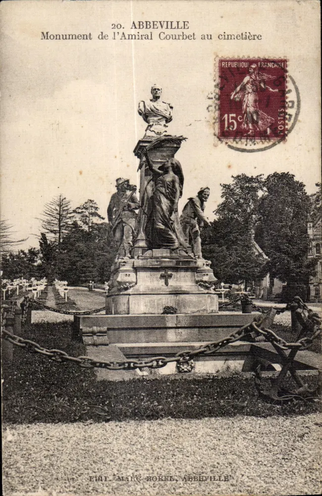 Abbeville — Denkmal für Admiral Courbet auf dem Friedhof — Verlag Marc Borel, Abbeville - Vorderseite