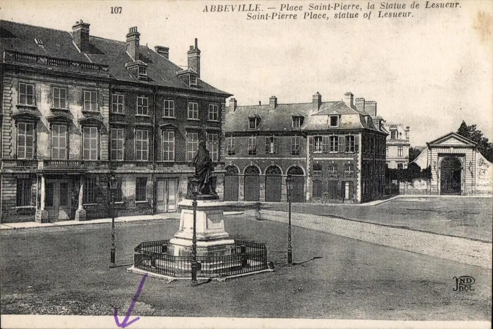 Abbeville — Place Saint-Pierre, die Statue von Lesueur — JND Jhol, n°107 - Vorderseite