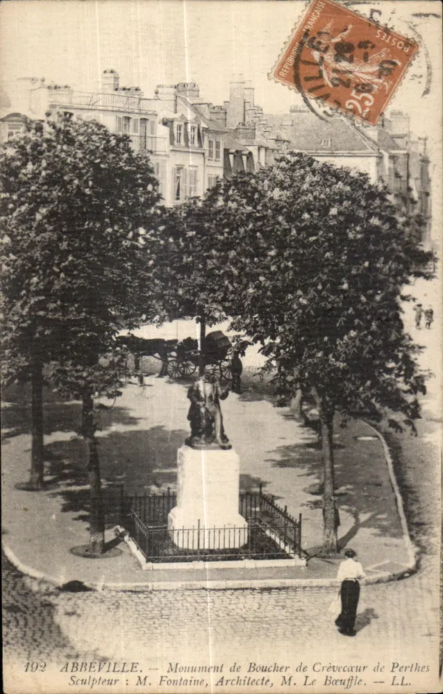 Abbeville — Monument de Boucher de Crèvecœur de Perthes — Verlag LL, n° 192 - Vorderseite