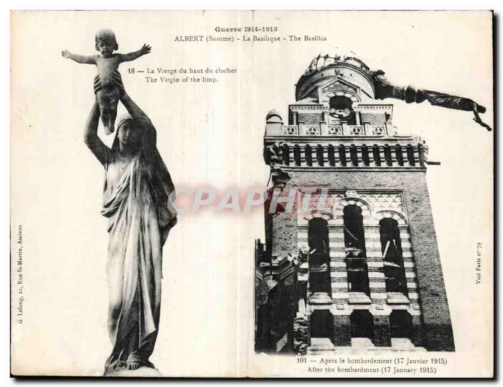 Albert (Somme) — Ansicht der Basilika und der Jungfrau vom Turm — G. Lalong, Paris - Vorderseite