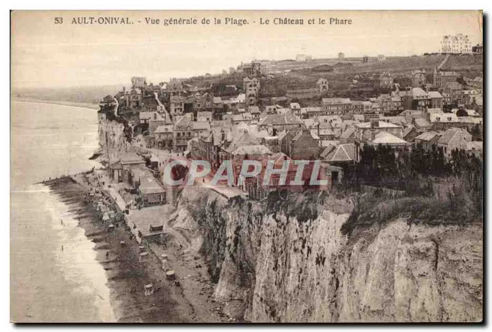 Ault-Onival - Allgemeiner Blick auf den Strand - Schloss und Leuchtturm - Vorderseite