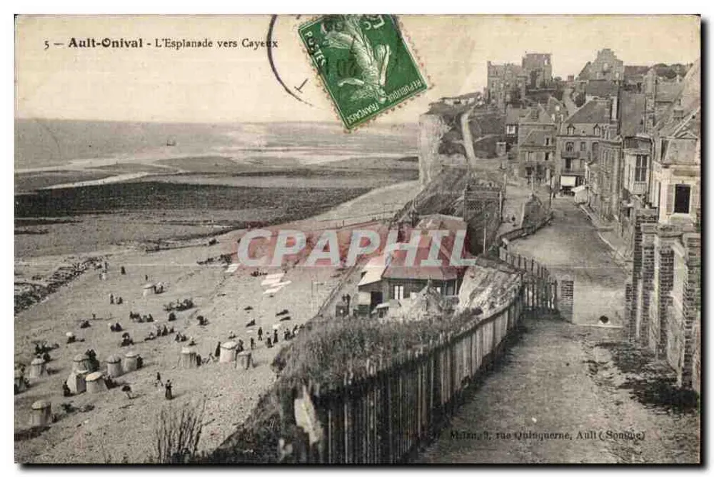 Ault-Onival - A Esplanada em direção a Cayeux — editor Mullen, 9 rue Quinquerue, Ault (Somme) - Frente