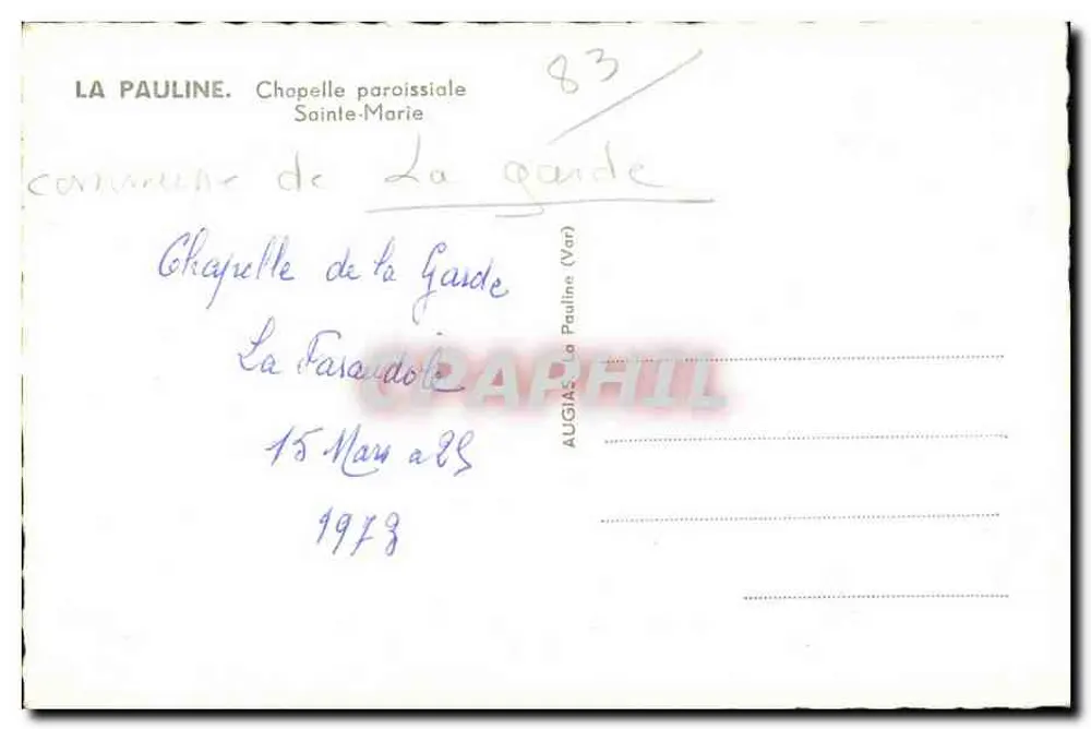 La Pauline — Capela Paroquial Santa Maria — editor AUGIAS - Verso