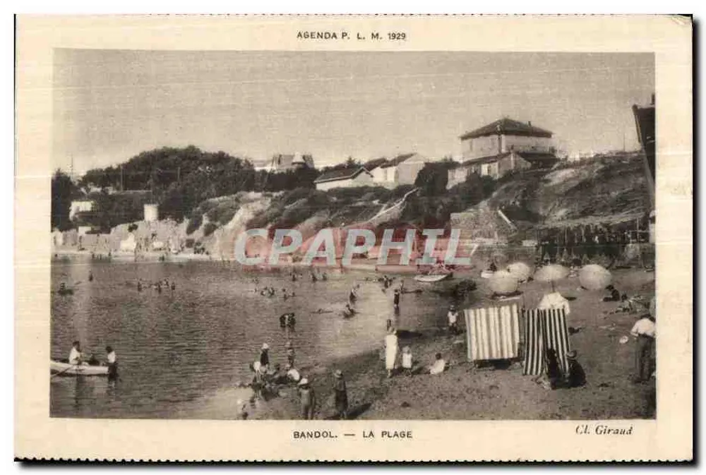 Bandol — A Praia — C.L. Giraud, Agenda P. L. M. 1922 - Frente