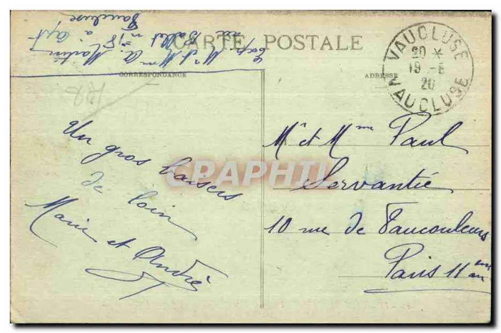 Fontaine de Vaucluse (Vaucluse) — Bordas do Lago - As Cataratas — Edições Artísticas J. Brun e Cie, Carpentras, n°19 - Verso
