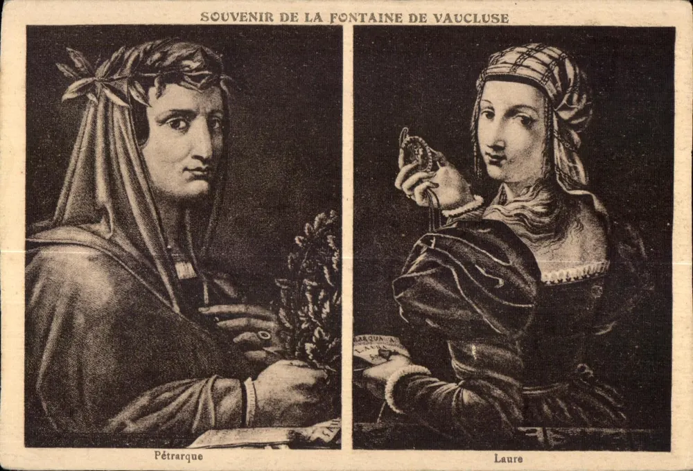 Petrarque und Laure — Ansicht der Fontaine de Vaucluse — Künstlerische Ausgabe 'IDÉALE' Avignon-Beau - Vorderseite