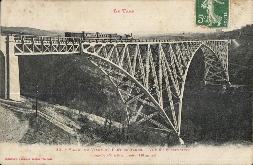 Viadukt von Viaur oder Tarnus-Brücke — Perspektivische Ansicht — Phototypie Labouche Frères, Toulouse - Vorderseite