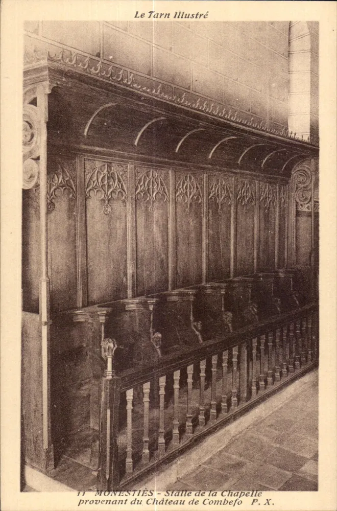 Monestiès - Stühle der Kapelle aus dem Schloss Combefo - Le Tarn Illustré P. X. - Vorderseite