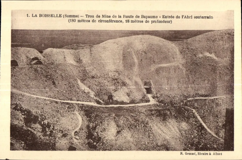 La Boisselle (Somme) — Schacht der Route de Bapaume — Eingang zum unterirdischen Schutzraum — R. Grossel, Buchhändler in Albert - Vorderseite