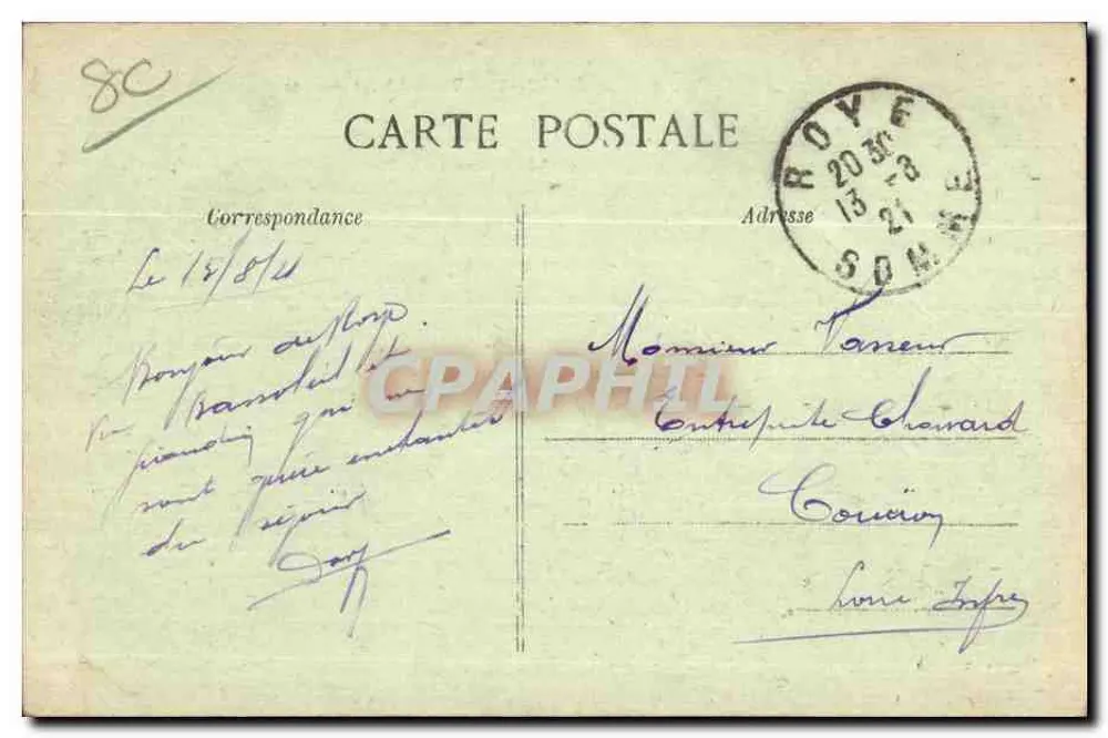 Roye après la Grande Guerre — La Place d'Armes — Léon Caron, éditeur - Rückseite