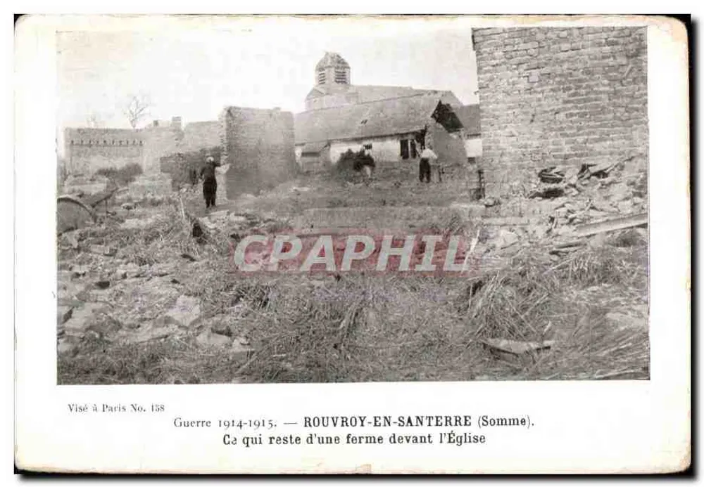 Rouvroy-en-Santerre (Somme) — Ruinen einer Farm vor der Kirche — Visé à Paris Nr. 158 - Vorderseite