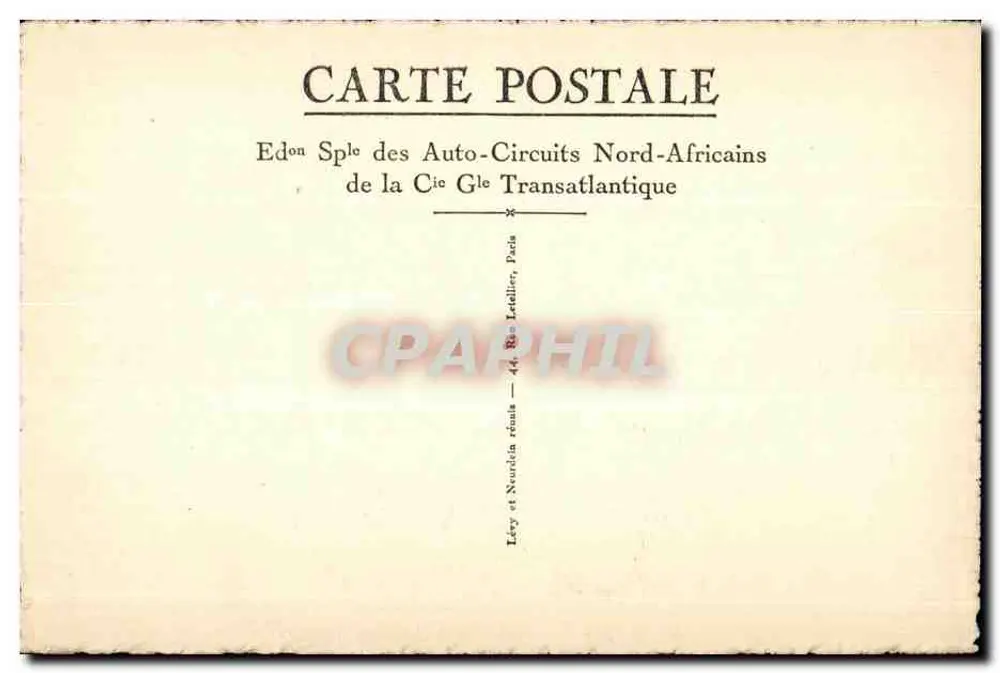 Meknès — Plein en paleis van de sultan — Speciale editie van de Noord-Afrikaanse Auto-Circuits van de Compagnie Générale Transatlantique - Achterkant