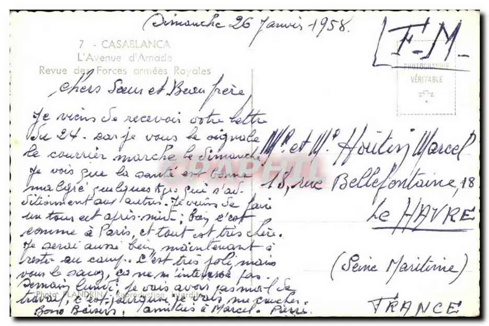 Casablanca — Militärparade — L.F.M. Fotografie Authentisch - Rückseite