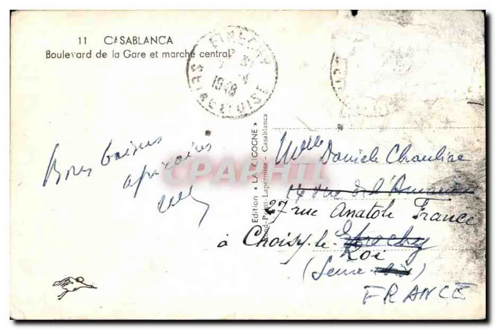 Casablanca — Boulevard de la Gare und zentrales Marktgebäude — Édition P. Lapierre - Rückseite