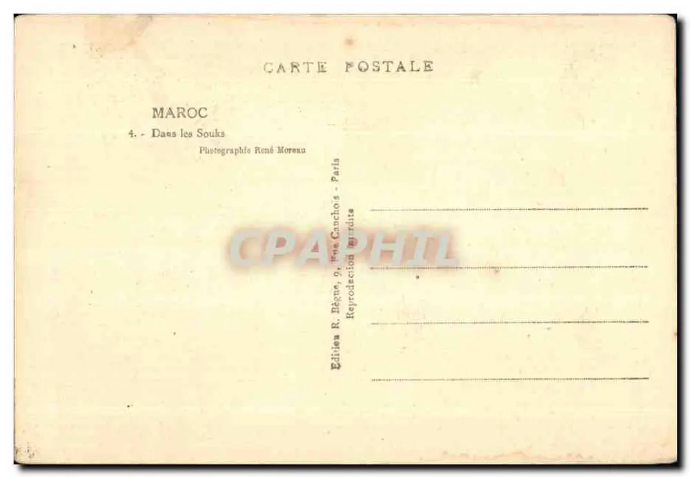 Mercado dos Souks — Marrocos — Edição R. Bégué, 9, rue Canchois - Paris - Verso