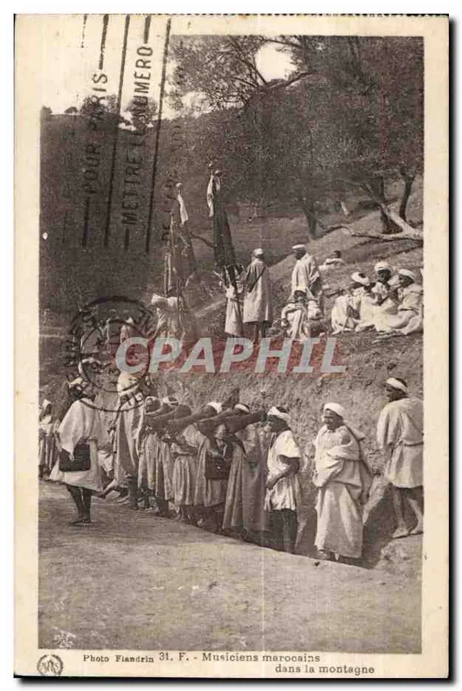 Marokkanische Musiker in den Bergen — Foto Flandrin, Nr. 31 F - Vorderseite