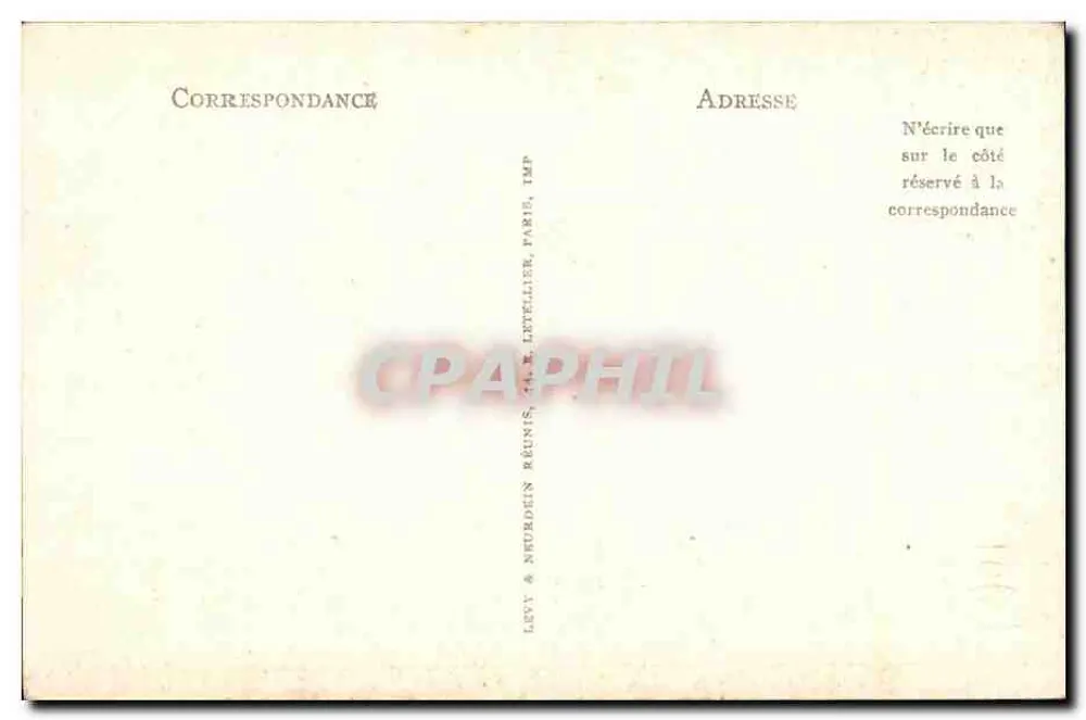 Fès — Hof der Großen Moschee von Kairouine — Verlag Levy & Neurdein Réunis, Druckerei Levellier, Paris - Rückseite