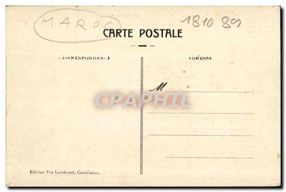 Pittoreskes Marokko - Die Kamel — Edition Vve Landraud, Casablanca. - Rückseite