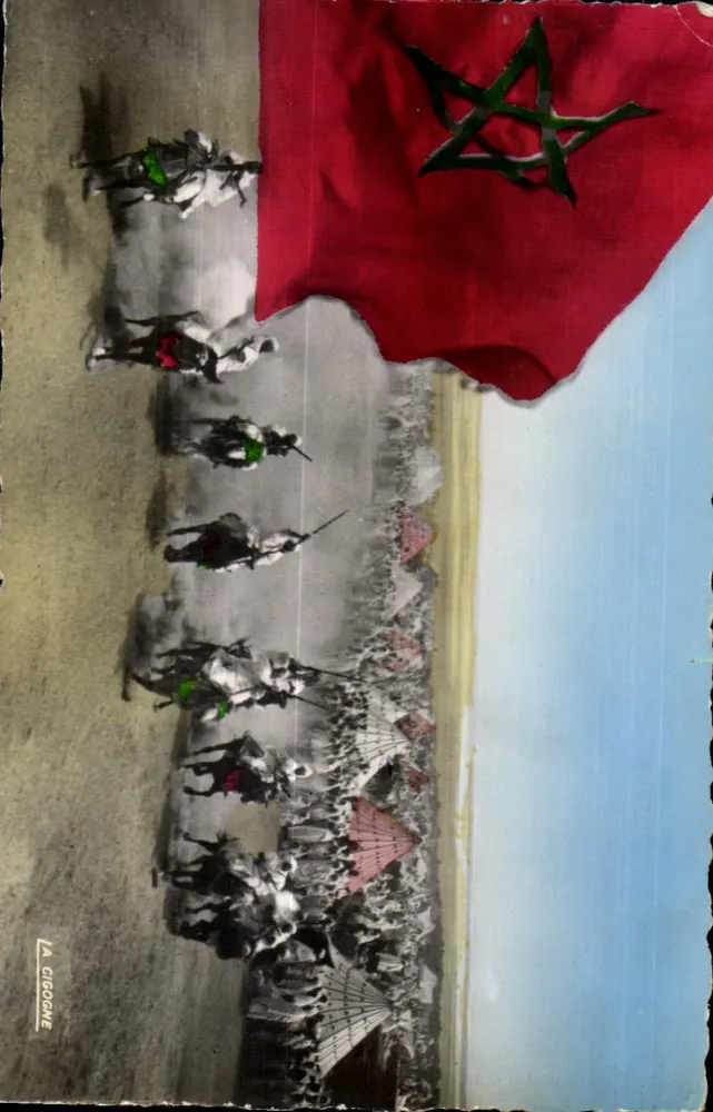 Marokkanische Reiter — Parade unter der marokkanischen Flagge — Verlag André Leconte, n° 95.002.06 - Vorderseite