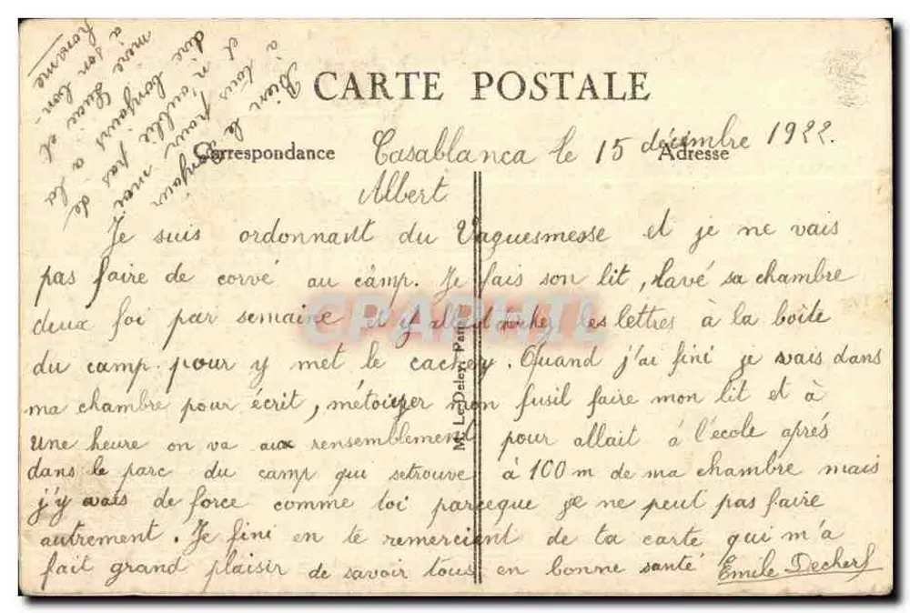 Casablanca (Marokko) — Allgemeiner Blick auf den Hafen mit der großen Mole — Verleger Kricoran, Casablanca - Rückseite