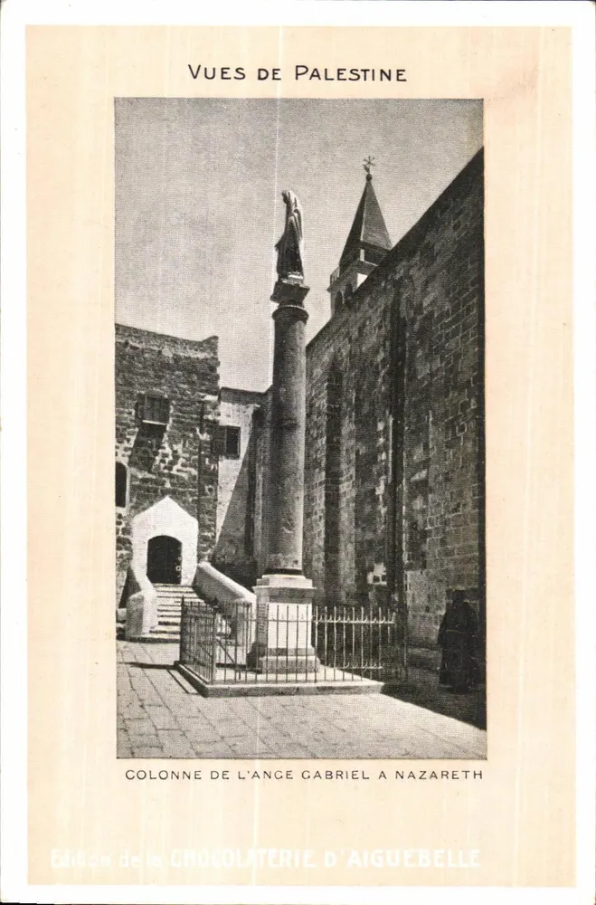 Säule des Engels Gabriel in Nazareth — Ansichten Palästinas — Ausgabe der Schokoladenfabrik Aiguebelle - Vorderseite