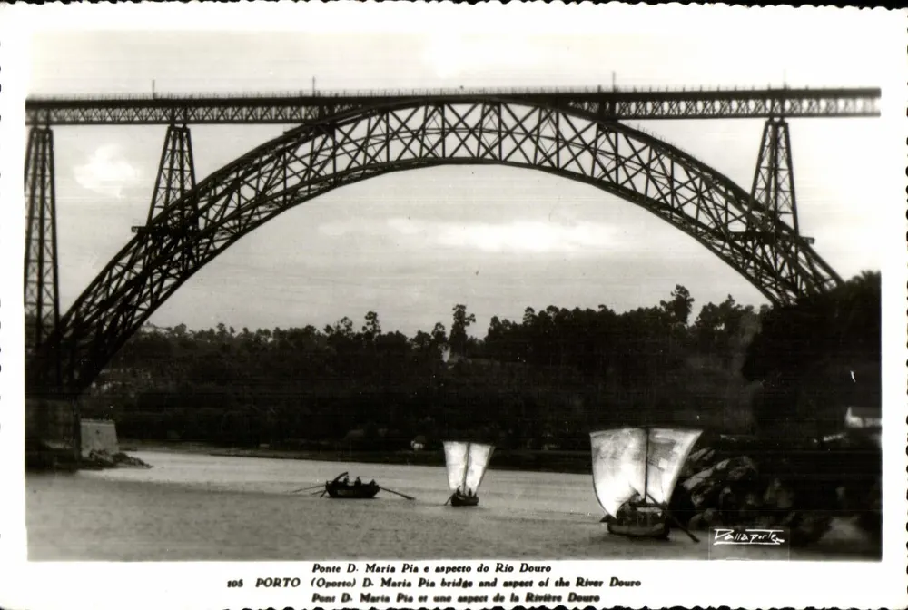 Ponte D. Maria Pia e aspecto do Rio Douro — Porto — Éditeur Balla Porto, n° 105 - Frente