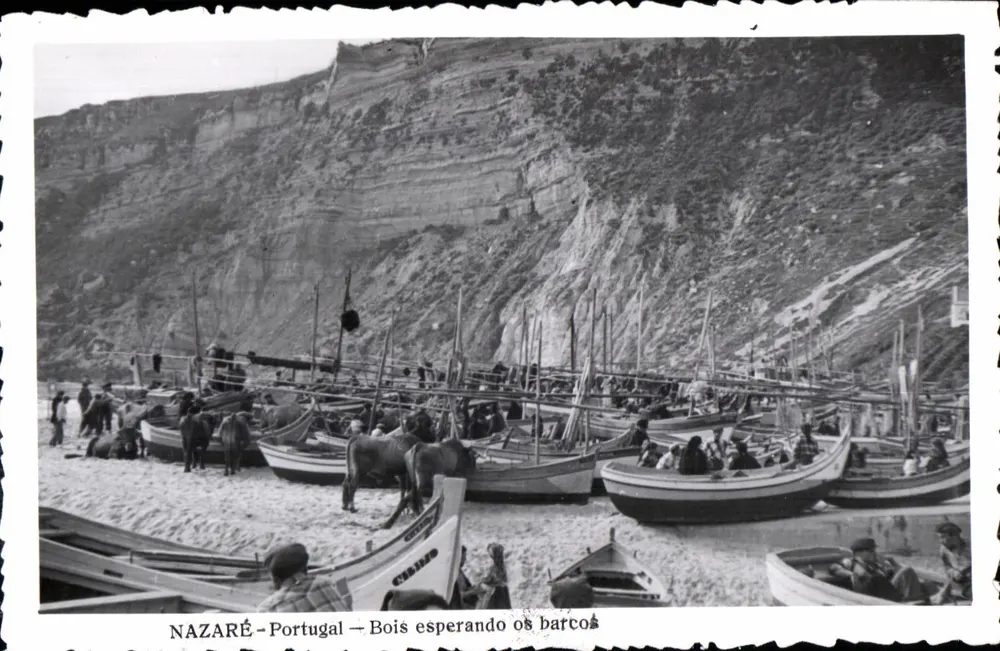 Nazareth - Portugal — Holz wartend auf die Boote — Edition - Vorderseite