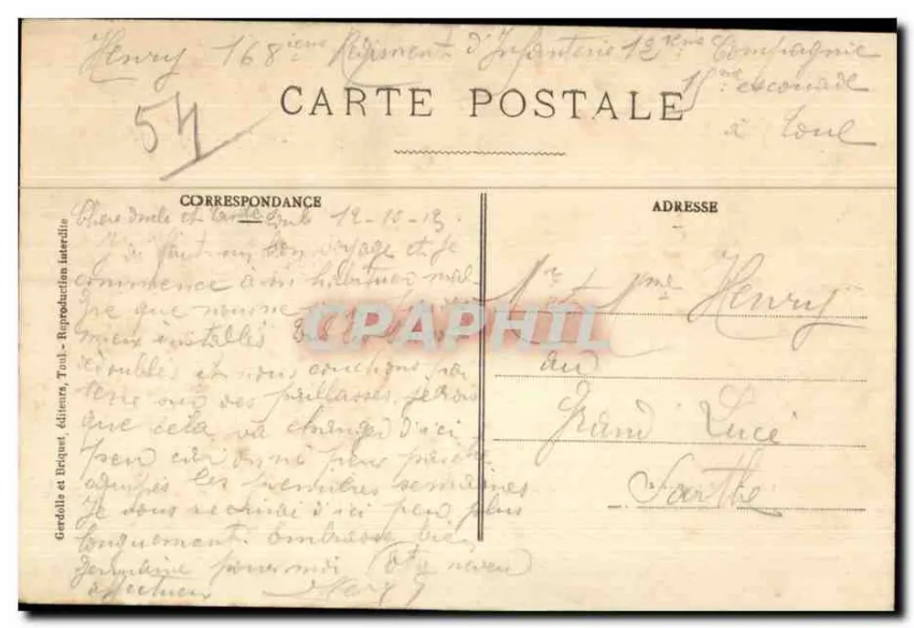 Toul-Pittorec - Vista geral — editor Gerdolle & Briquet, n° 114 - Verso